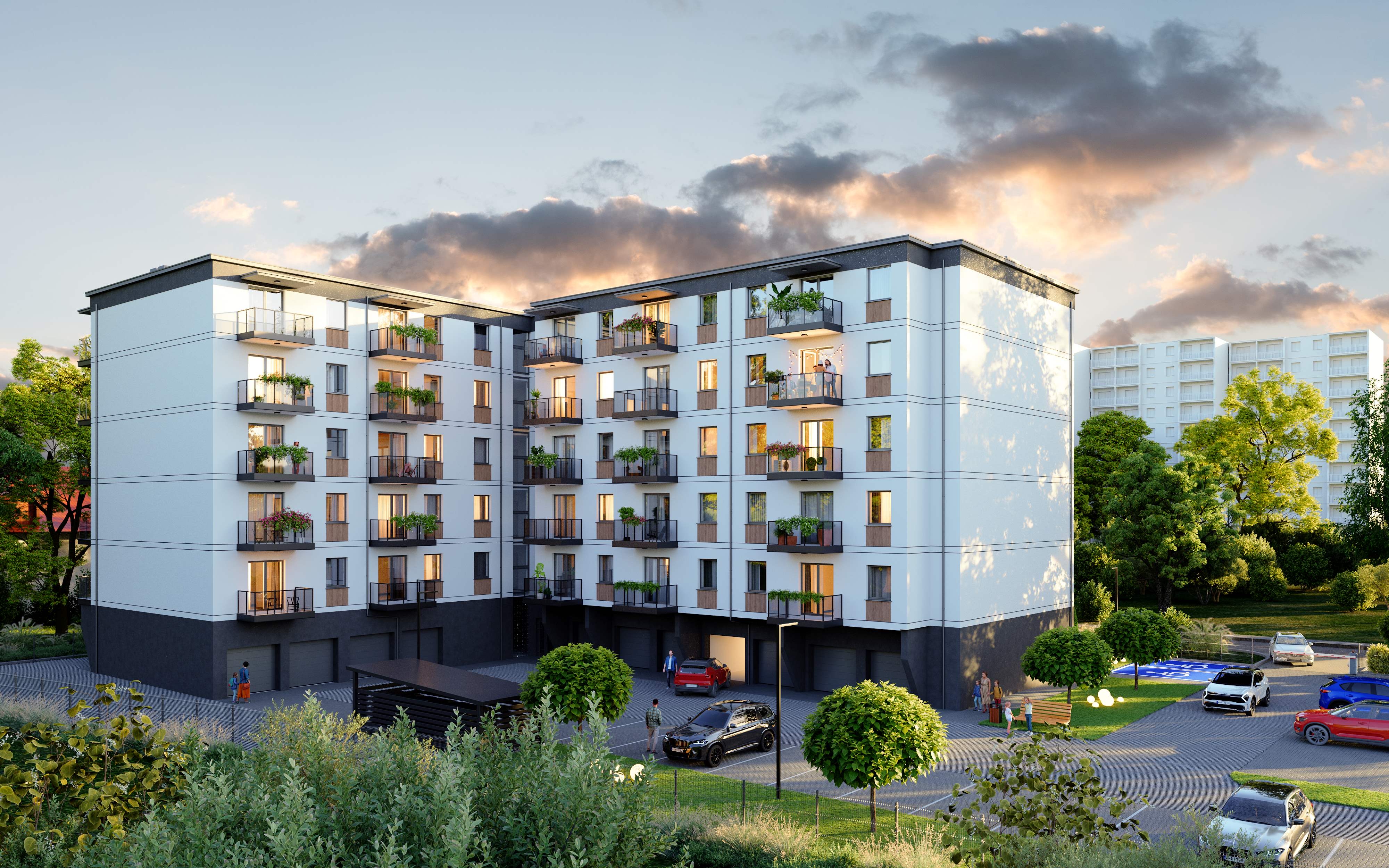 Kameralna inwestycja Nowy Manhattan z zielenią wokół